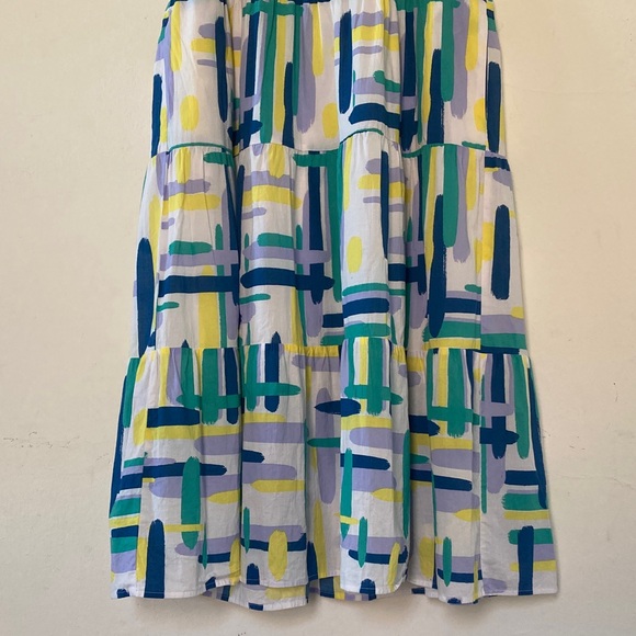 PINCH Stella Tiered Ruffle Midi Dress Multicolor Abstract Print Size L - Picture 5 of 16